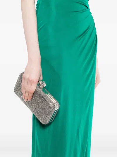 Versace Embellished Clutch In Silver