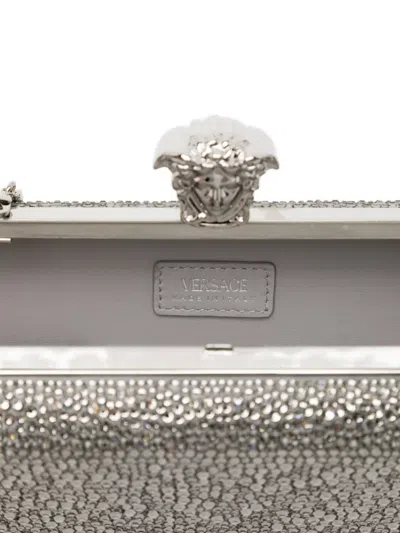 Versace Embellished Clutch In Silver
