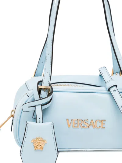 Versace Logo Charm Shoulder Bag In Blue
