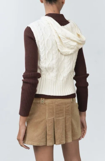 Mango Hooded Cable Vest In White