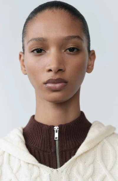 Mango Hooded Cable Vest In White