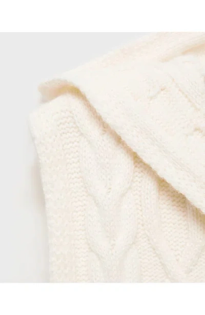 Mango Hooded Cable Vest In White