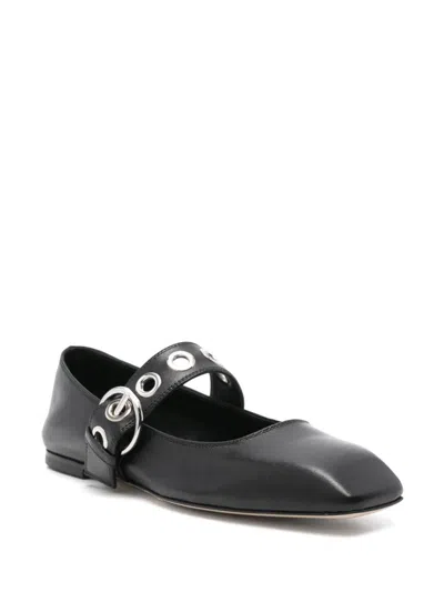 Aeyde Uma Eyelet-embellished Leather Mary Jane Ballet Flats In Black
