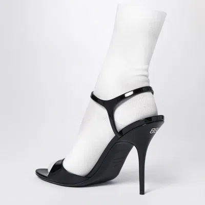 Balenciaga Avenue Sock Black Sandal In Patent Leather And Mesh In Multi