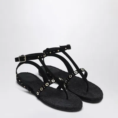 Castaã±er Studded Embellishments Open Toe Flat Sandals In Black