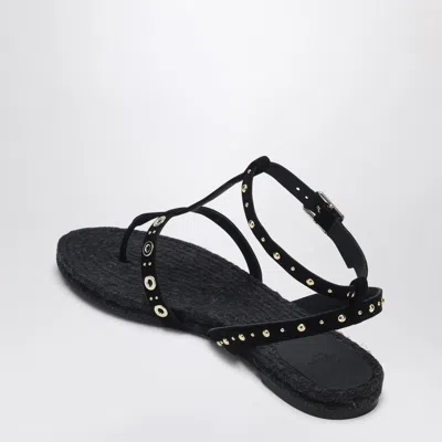 Castaã±er Studded Embellishments Open Toe Flat Sandals In Black