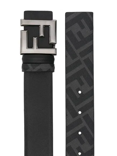 Fendi Squared Ff Belt In Black