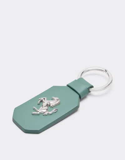 Ferrari Leather Keyring With Prancing Horse In Green
