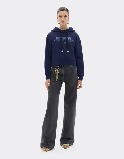 Ferrari Hooded Sweatshirt With  Embroidery In Blue