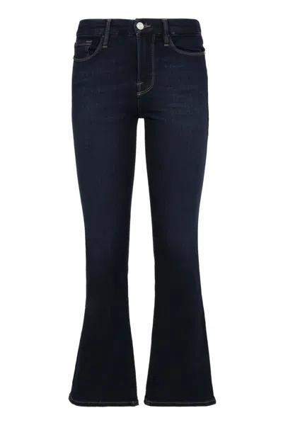 Frame Cropped Stretch Cotton Jeans In Blue