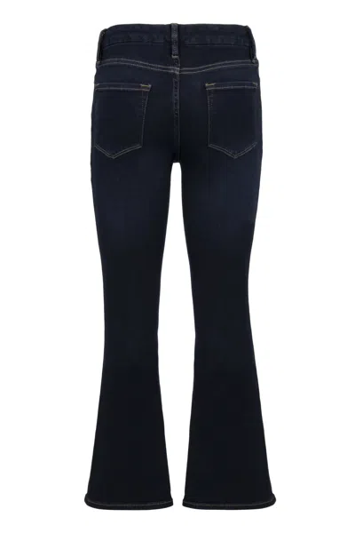 Frame Cropped Stretch Cotton Jeans In Blue