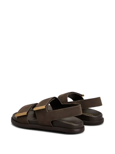 Tod's Leather Slingback Sandals Open Toe Design In Brown