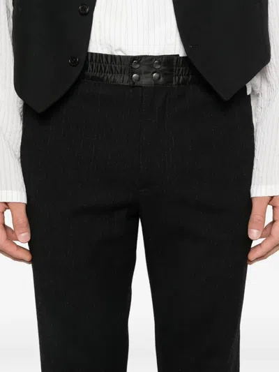 Pre-owned Prada 2000s Striped Trousers In Black