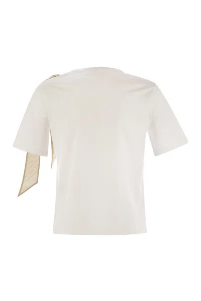Herno T-shirt With Shoulder Scarf In White