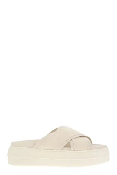 Hogan Cross Strap Platform Sandals In Neutral
