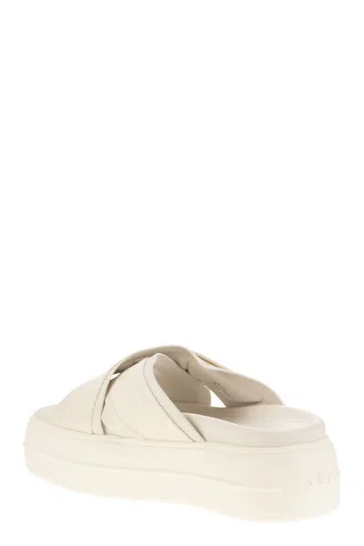 Hogan Cross Strap Platform Sandals In Neutral