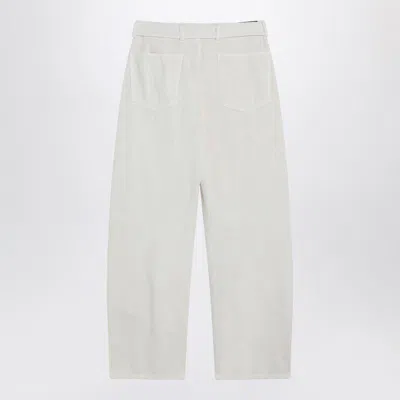 Lemaire Twisted Belted High-rise Barrel-leg Jeans In White