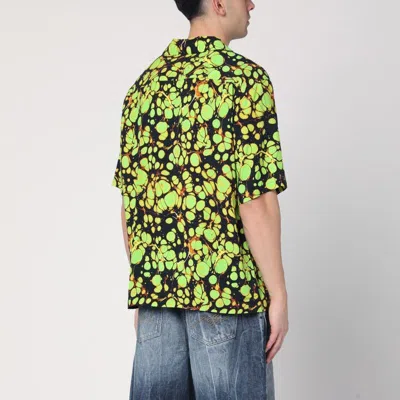 Martine Rose Green Bowling Shirt With Abstract Pattern In Green