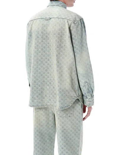 Misbhv Monogrammed Denim Shirt Featuring Pockets In Blue