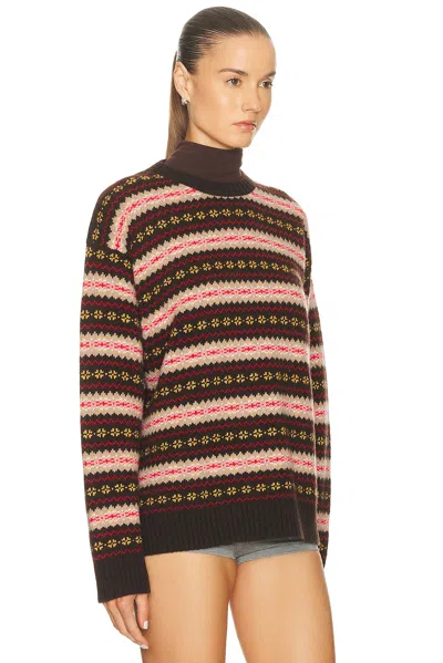 Miu Miu Embroidered Wool Oversize Sweater In Brown