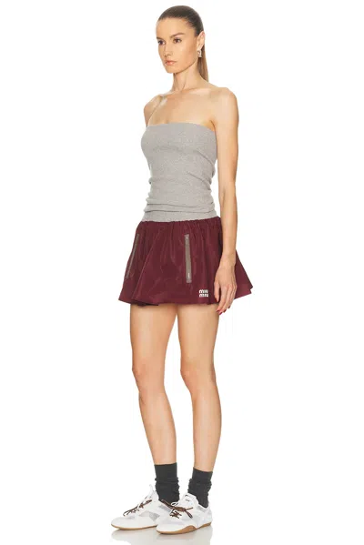 Miu Miu Elasticated Mini Skirt In Gray