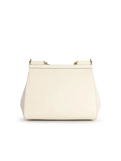 Dolce & Gabbana Medium Sicily Top Handle Bag In Dauphine Leather In Neutral