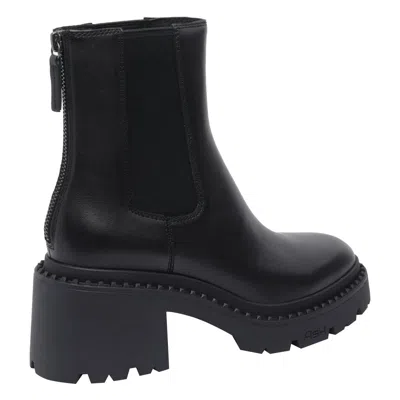 Ash Newton High Heels Ankle Boots In Black Leather In Black