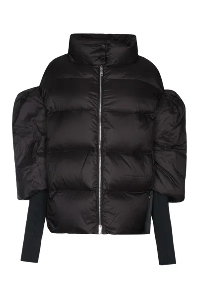Add Puff-sleeve Quilted Puffer Jacket In Black