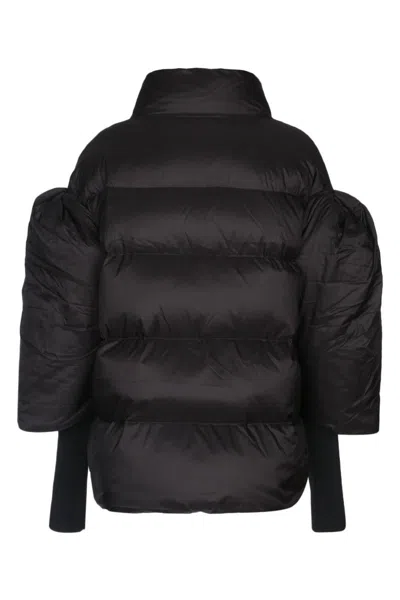 Add Puff-sleeve Quilted Puffer Jacket In Black