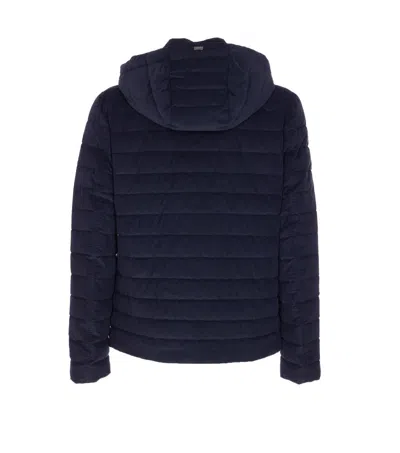 Herno Men Hooded Short Down Jacket In Blue