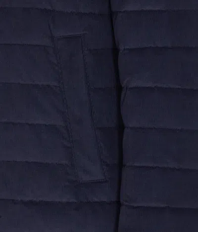 Herno Men Hooded Short Down Jacket In Blue