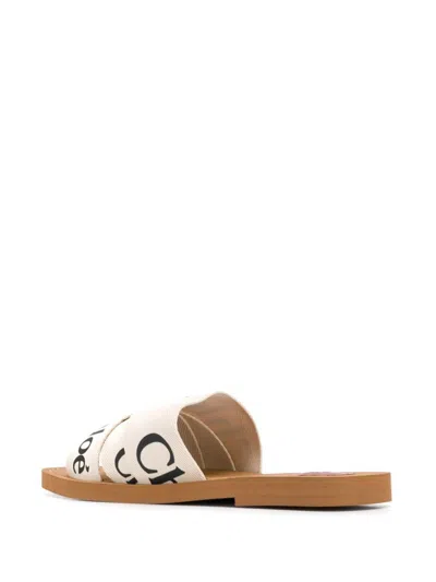Chloé Woody Flat Sandals In White