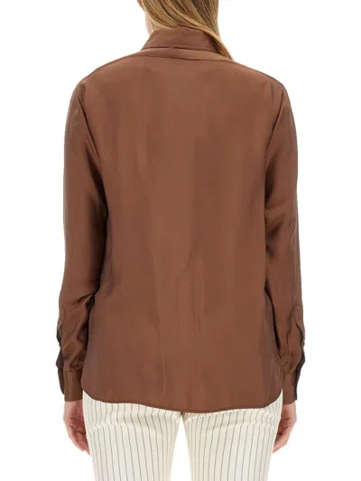 Tom Ford Twill Shirt In Brown
