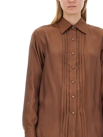 Tom Ford Twill Shirt In Brown