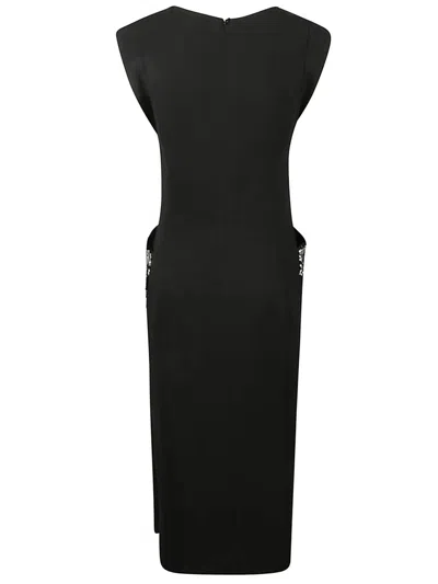 Pinko Midi Sleeveless Dress With Side Split And Sequins In Multi