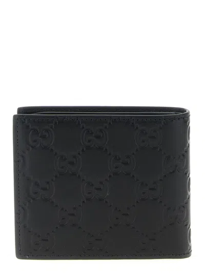 Gucci Black Gg Emblem Bi-fold Wallet In Black