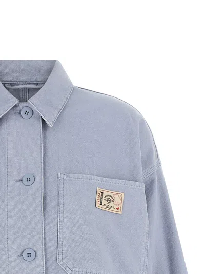 Weekend Max Mara Collared Jacket Chest Pocket Patch Pockets In Blue