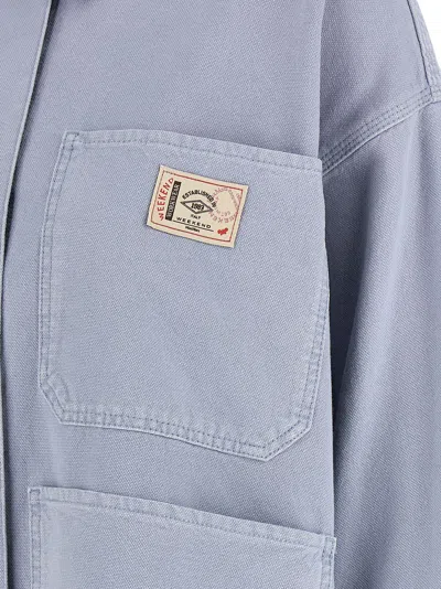 Weekend Max Mara Collared Jacket Chest Pocket Patch Pockets In Blue