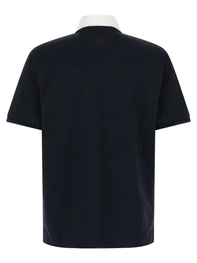 Gucci Contrast Collar Polo Shirt T-shirt Blue In Blue