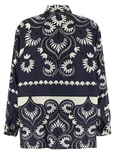 Weekend Max Mara Weekend Maxmara Wkdlastra Printed Silk Patchwork Shirt In Blue