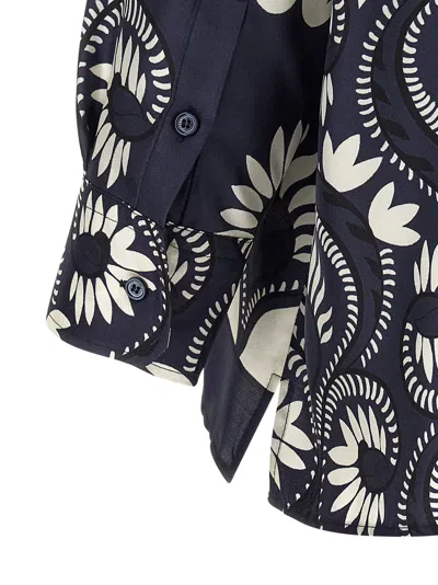 Weekend Max Mara Weekend Maxmara Wkdlastra Printed Silk Patchwork Shirt In Blue