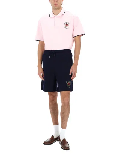 Drôle De Monsieur Drole De Monsieur Short-sleeved Polo Shirt In Size M With Contrasting Hems In Pink