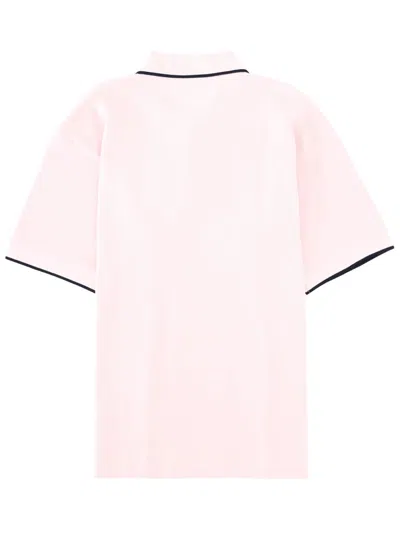 Drôle De Monsieur Drole De Monsieur Short-sleeved Polo Shirt In Size M With Contrasting Hems In Pink