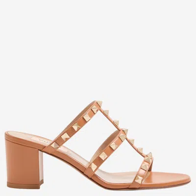 Valentino Garavani Valentino Rockstud Caged 60 Leather Sandal In Brown