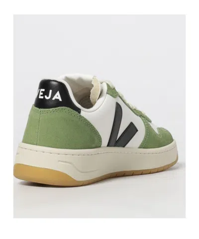 Veja V-10 Prime Leather Sneakers In Green