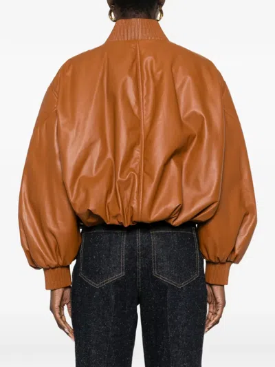 Givenchy Cropped Cocoon Bomber In Nappa Leather In Brown
