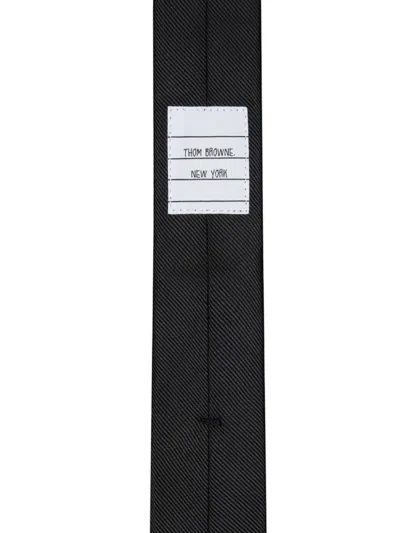 Thom Browne Logo-jacquard Silk Tie In Black