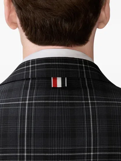 Thom Browne Plaid-pattern Single-breasted Blazer In Black