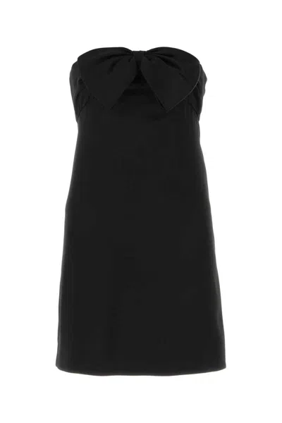 Saint Laurent Black Acetate Casual Dress In Multi
