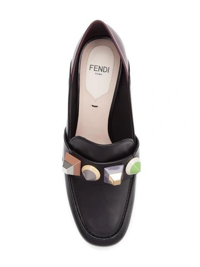 Shop Fendi Stud Embellished Loafer Pumps